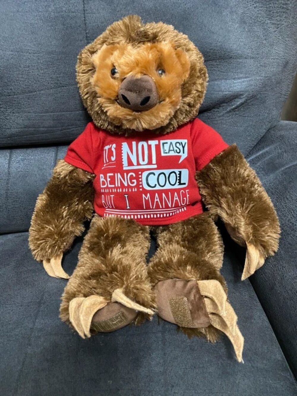 Build-A-Bear Workshop Sloth Plush w/ Funny Red Shirt BABW